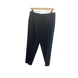 Talbots Pants Women 12 Petite Black Wool Blend Wide Leg Trousers Crop High Rise